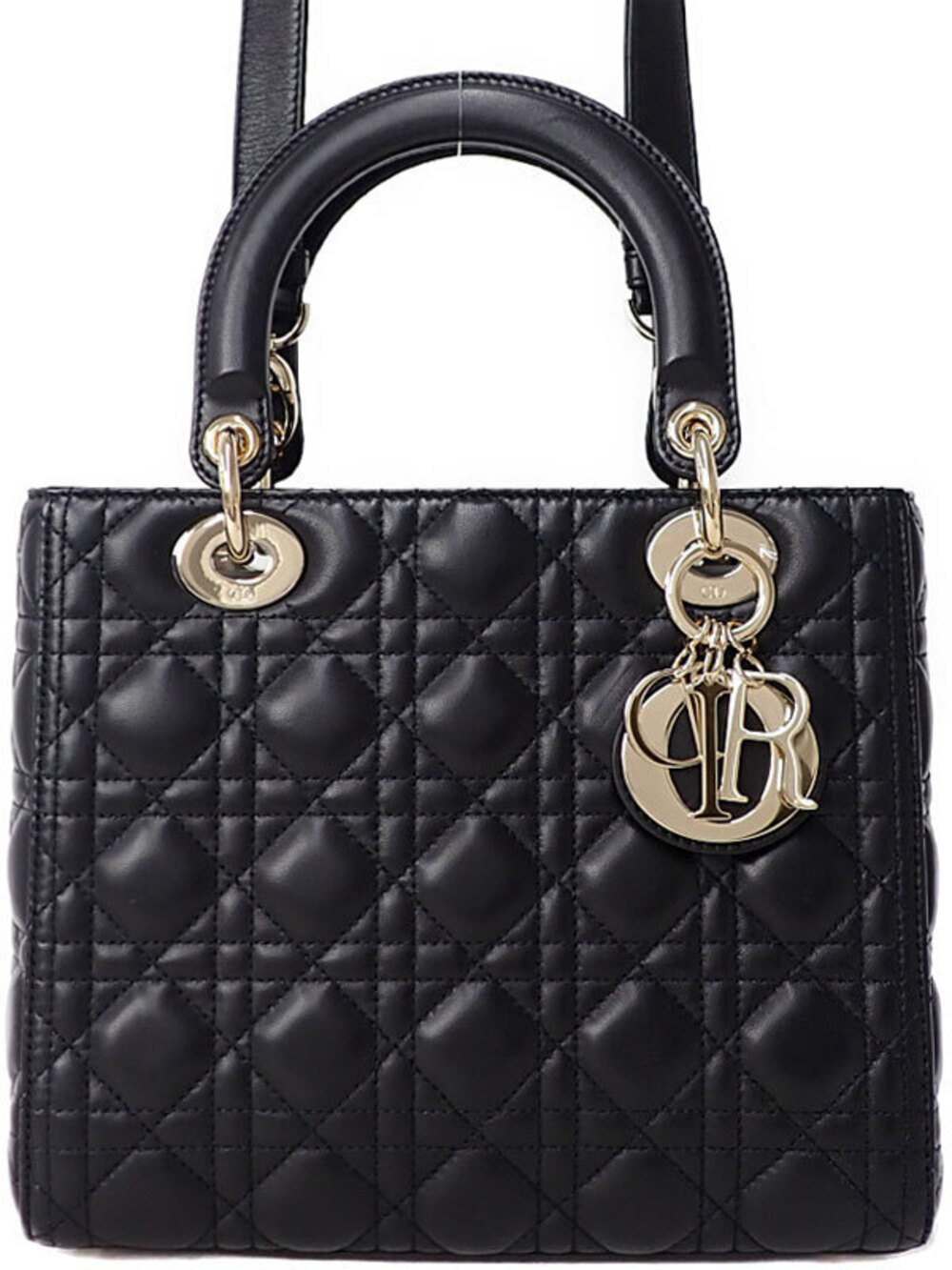Christian Dior Lady Dior Bag lambskin leather Cannage quilting Black